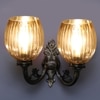 Devansh Metal Electric Wall Light in Antique gold Colour with Lavender Shade Count of 2 Lights