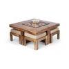 Blane Sheesham Wood 4 Seater Coffee Table Set In Teak Finish