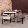 Covent Garden Mild Steel Outdoor Dining Table with Four Chairs and Bench in Grey Colour