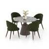 Massa Solid Wood And Sanwar 4 Seater Round Dining Table In Danish Walnut Finish