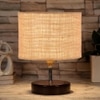 Lilo Beige Jute table lamp with brown wood base