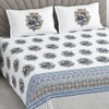 Off White Floral 400 Tc  Cotton Flat Super King Size Bedsheet With 2 Pillow Cover