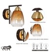Kichler Single Light Wall Fitting In Brass And Wood Finish Metal With Amber Glass