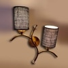 Devansh Metal Electric Wall Light in Gold Colour with Blue Shade Count of 2 Lights
