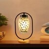 Devansh Multicolor Glass Wooden & Iron  Table Lamp -17 Inch Height  -Ac