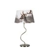 Lysandra Zigzag Table Lamp In Antique Brass Finish With Printed Cotton Shade