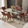 Paloma 6 Seater Dining Table With Set Of 6 Bren Swivel Chairs (Colour- Auburn, Finish- Spanish Ceramic)