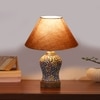 Devansh Conical Grey Cotton Shade Lamp With Wood & Mosaic Glass Base For Decoration/Office/Home/Gifting/Study For Decoration/Office/Home/Gifting/Study -(10X10X14.5) Inches -A