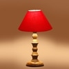Devansh Red Cotton Table Lamp With  Wood Natural Base (10X10X16) Inches)-29