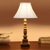 Devansh Off-White Cotton Vintage Cross Pleated   Lamp With Wood Base (12X12X22.75)