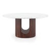 Orra Round White Marble And Solid Wood Coffee Table In Walnut Finish
