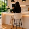 Doe Buck Velvet Counter Height Bar Stool in Beige Colour