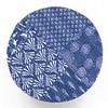 Roswell Sheesham Wood Mid Century Round Stool in Indigo Patchwork Kantha Upholstery
