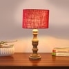 Devansh Maroon Jute Table Lamp With G Wood Natural Base -(7X17.5 Inches)-12