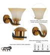 Sutton Single Light Wall Fitting In Brass And Black  Finish Metal With White Glass