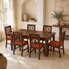 Globally Indian Pranika Solid Sheesham Wood 6 Seater Dining Table Set 6 Chairs Terracotta Orange
