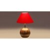 Red cotton with Natural Wood Table Lamp