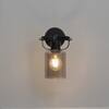 Bravo Single Light Black Wall Fitting with Smoke Glass
