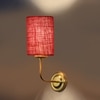 Devansh Metal Electric Wall Light in Gold Colour with Maroon Shade Count of 1 Light