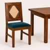 Globally Indian Laurent Solid Sheesham Wood 6 Seater Dining Table Set 6 Chairs Teal Blue
