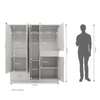 Ren 5 Door Engineered Wood Wardrobe in Silver Oak Finish