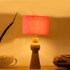 Devansh Orange Cotton Table Lamp With  Wood Natural Base (7X18.25 Inches)-5