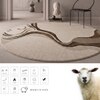 Handmade Round Wool Rug Modern Abstract Wave Brown Beige 10 Feet Carpet