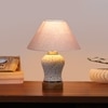 Devansh Conical Grey Cotton Shade Lamp With Wood & Mosaic Glass Base For Decoration/Office/Home/Gifting/Study For Decoration/Office/Home/Gifting/Study -(10X10X14.5) Inches -A