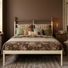 Iver Metal Non Storage Queen Bed in Glossy Ivory Finish