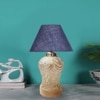 Devansh Conical  Blue Jute Shade  Lamp With  Wood & Mosaic Glass Base For Decoration /Office/Home/Gifting/Study For Decoration /Office/Home/Gifting/Study -(10X10X14.5) Inches -
