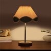 Devansh Multi-Color Cotton Vintage Lamp With Natural Wood Base & Steel Pipe (12X19.25)