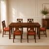 Globally Indian Anvaya Solid Sheesham Wood 6 Seater Dining Table Set 6 Chairs Terracotta Orange