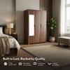 Hilton 3 Door 1 Drawer Wardrobe With Mirror and Lock in Chestnut Acacia Finish
