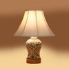 Devansh Off-White Cotton Shade Lamp With Wood & Mosaic Glass Base For Decoration/Office/Home/Gifting/Study For Decoration/Office/Home/Gifting/Study