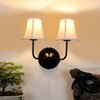 Devansh Dual Black Wallmounted Lamp With Cotton Off-White Shade