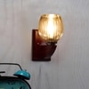 Devansh Solid Wood Electric Wall Light in Brown Colour with Lavender Shade Count of 1 Light