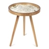 Oalveil Solid Wood Side Table in Walnut Brown Finish