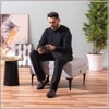 Melange Vibes Cube Metallic Pouf Stool in Light Grey Color