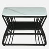 Novus Square Metal Nesting Coffee Table Set Black Finish White Porcelain Top Set Of 2