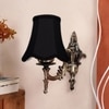 Devansh Gold Antique Wall Mounted Lamp With Black  Cotton Shade