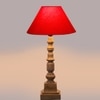 Devansh Red Cotton Table Lamp With  Wood Natural Base (10X10X21 Inches)-29