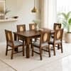 Globally Indian Bastien Solid Sheesham Wood 6 Seater Dining Table Set 6 Chairs Grey