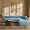 Zenliving Wood Left Aligned 3-Seater With Upholstery Non Storage Sofa In Blue Colour