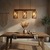 Symmetric Brown Solid Wood Cluster Hanging Light