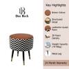 Doe Buck Zik Zak Chevron Printed Ottoman Stool in Brown and Black Colour with Gold Tipped Legs
