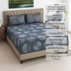 Grey Floral 400 TC Cotton Fitted Queen Bed Size Bedsheet With 2 Pilllow Covers  Threads
