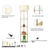 Devan Metal Multiutility Shelf Floor Lamp With Off White Cotton Shade