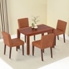 Atlas Solid Wood 4 Seater Dining Table with set of 4 Ludo upholstered dining chair