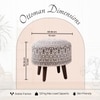 Mandala Fabric Wooden Ottoman in Grey Color