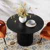 Velin Round Solid Mango Wood Pedestal Dining Table Black